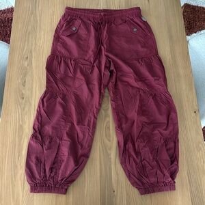 Burgundy Free People Movement parachute pants. Size L but fits more like an M